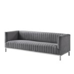 Daniel Velvet Sofa (Gray/Chrome)