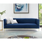 Daniel Velvet Sofa (Gray/Chrome)