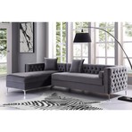 Giovanni Velvet Chaise Sectional Sofa // Left Facing (Navy)