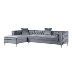 Giovanni Velvet Chaise Sectional Sofa // Left Facing (Navy)