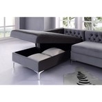 Giovanni Velvet Chaise Sectional Sofa // Left Facing (Navy)