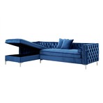 Giovanni Velvet Chaise Sectional Sofa // Left Facing (Navy)