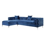 Giovanni Velvet Chaise Sectional Sofa // Left Facing (Navy)