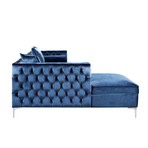 Giovanni Velvet Chaise Sectional Sofa // Left Facing (Navy)