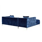 Giovanni Velvet Chaise Sectional Sofa // Left Facing (Navy)