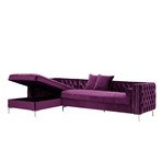 Giovanni Velvet Chaise Sectional Sofa // Left Facing (Navy)