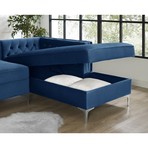 Giovanni Velvet Chaise Sectional Sofa // Right Facing (Navy)