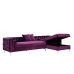 Giovanni Velvet Chaise Sectional Sofa // Right Facing (Navy)