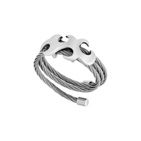 Charriol Tattoo Stainless Steel Cable Ring // Ring Size: 5.75