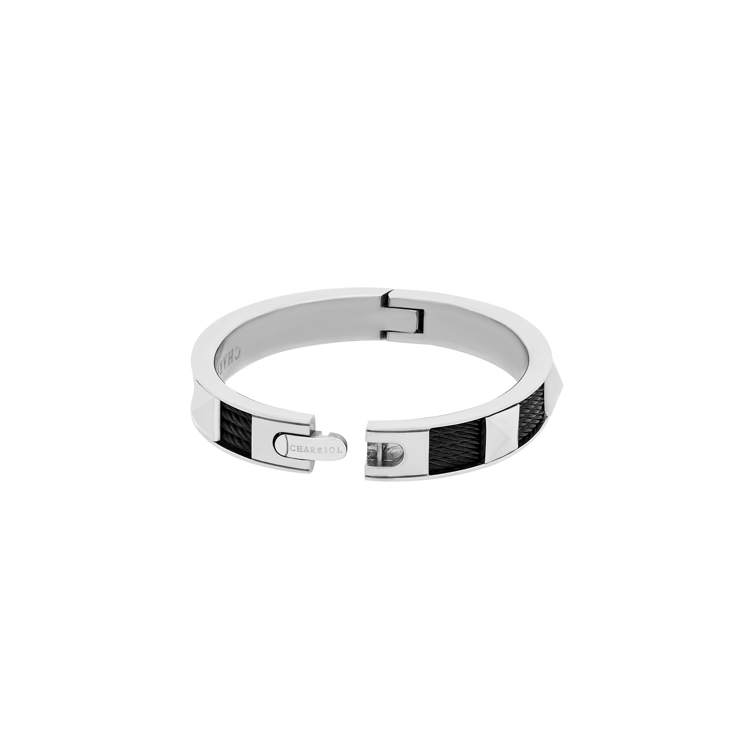 Charriol Forever Stainless Steel + Black Steel Cable Bangle - Charriol ...
