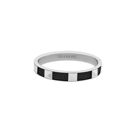 Charriol Forever Stainless Steel + Black Steel Cable Bangle