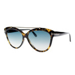 Tom Ford // Women's Livia Sunglasses // Havana Black + Blue Gradient