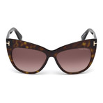 Tom Ford // Women's Nika Sunglasses // Havana + Brown Shaded