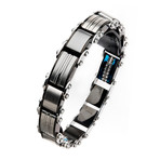 Double Sided Stainless Steel Plated Reversible Bracelet V1 // Blue + Black