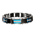 Double Sided Stainless Steel Plated Reversible Bracelet V1 // Blue + Black