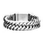 Matte Double Layer Curb Colossi Link + Chain Bracelets // Silver