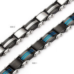 Double Sided Stainless Steel Plated Reversible Bracelet V2 // Blue + Black