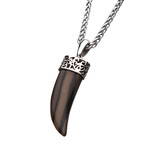 Limestone Claw Stainless Steel Pendant // Brown