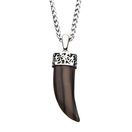 Limestone Claw Stainless Steel Pendant // Brown