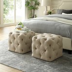 Harmony Linen Ottoman (Beige)