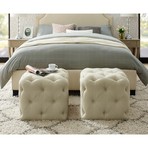 Harmony Linen Ottoman (Beige)