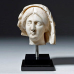 Expressive Roman Marble Head of a Woman w/ Veil