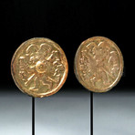 Moche Gilded Copper Ear Spools // Chasquis