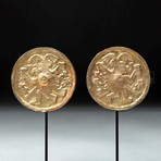 Moche Gilded Copper Ear Spools // Chasquis