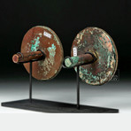 Moche Gilded Copper Ear Spools // Chasquis