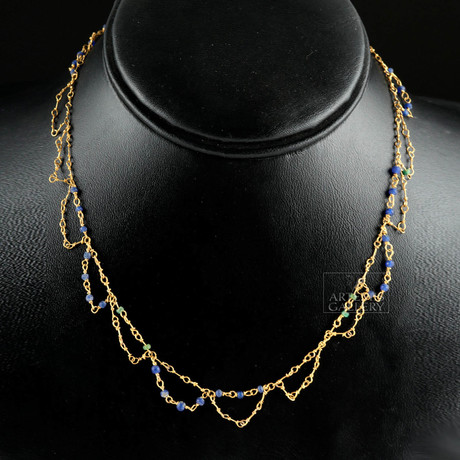 Rare Hellenistic 23K+ Gold + Glass Bead Necklace