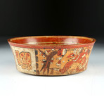 Important Maya Polychrome Bowl / Glyph on Base w/ TL