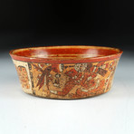 Important Maya Polychrome Bowl / Glyph on Base w/ TL