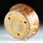 Important Maya Polychrome Bowl / Glyph on Base w/ TL