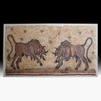 Roman Stone Mosaic // Two Charging Bulls