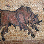 Roman Stone Mosaic // Two Charging Bulls