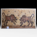 Roman Stone Mosaic // Two Charging Bulls