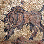 Roman Stone Mosaic // Two Charging Bulls