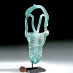 Roman Glass Double Unguentarium w/ Tiered Bale Handle