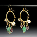 Published Byzantine Gold + Gemstone Hoop Earrings // 22 g