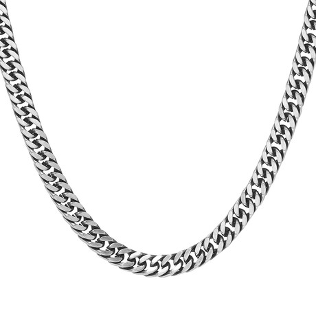 Stainless Steel Oxidized Chain Link Necklace