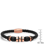 Genuine Leather Braided Bracelet + 18k Rose Gold Plated Accents