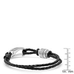 Leather Beaded Bracelet + Stainless Steel Lobster Lock // Black