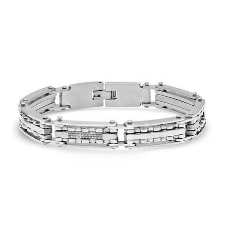 Stainless Steel Chain Link Bracelet + Wire Inlay