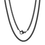 Black IP Stainless Steel Round Box Chain // 24"