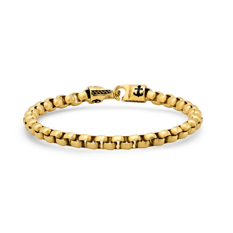 18K Gold Plated Stainless Steel Box Chain + Anchor Accents