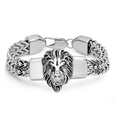 Stainless Steel Lion Head Box Chain Bracelet
