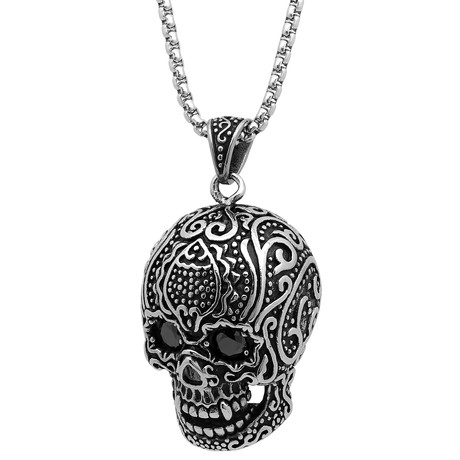 Gothic Skull Pendant // Silver