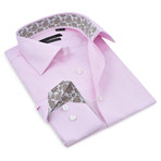 Button-Up Shirt // Pink + Brown (S)