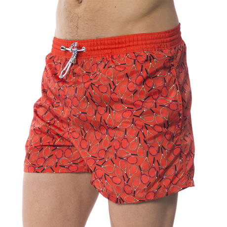 Tennis Racket Swim Trunks // Orange (48)