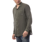 Long Sleeve Button Down Shirt // Army Green (M)